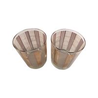 Load image into Gallery viewer, Georges Briard Signed Gold and White Abstract Double Old Fashion Glasses (Set of 2)
