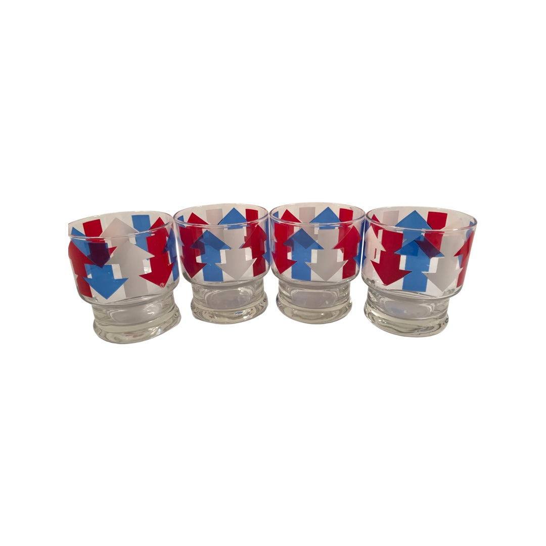 Retro Red White and Blue Glasses (Set of 4)