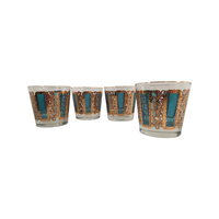 Load image into Gallery viewer, Libbey Mid Century Gold and Emerald Cocktail Glasses (Set of 4)
