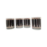 Load image into Gallery viewer, Culver Signed ServeMates Black and Gold Stripe Double Old Fashion Glasses (Set of 4)
