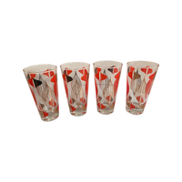 Load image into Gallery viewer, Anchor Hocking Mid-Century Retro Orange and 22-Karat Gold Atomic Abstract Highball Glasses (Set of 4)

