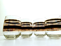 Load image into Gallery viewer, Georges Briard Signed Mid-Century Black and 22-Karat Gold Double Old Fashion Roly Poly Glasses (Set of 4)
