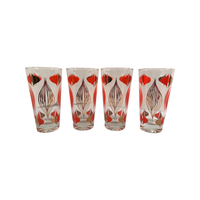 Load image into Gallery viewer, Anchor Hocking Mid-Century Retro Orange and 22-Karat Gold Atomic Abstract Highball Glasses (Set of 4)
