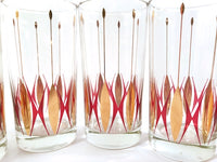 Load image into Gallery viewer, Mid-Century Cranberry and Gold Deco Glasses (Set of 6)
