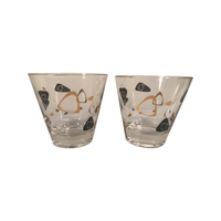 Load image into Gallery viewer, Federal Glass Mid-Century Black and 22-Karat Gold Amoeba Boomerang Glasses (Set of 2)
