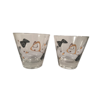 Load image into Gallery viewer, Federal Glass Mid-Century Black and 22-Karat Gold Amoeba Boomerang Glasses (Set of 2)
