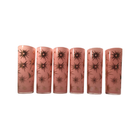 Load image into Gallery viewer, Federal Glass Mid-Century Pink Atomic &amp; 22-Karat Gold Star Tall Collins Glasses  (Set of 6)
