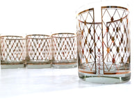 Load image into Gallery viewer, Georges Briard Signed Mid-Century Golden Diamonds Double Old Fashion Glasses (Set of 4)
