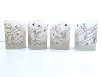 Load image into Gallery viewer, Georges Briard Signed Mid-Century Silver Reindeer Double Old Fashion Glasses (Set of 4)
