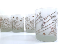 Load image into Gallery viewer, Georges Briard Signed Mid-Century Silver Reindeer Double Old Fashion Glasses (Set of 4)
