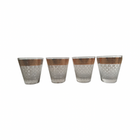Load image into Gallery viewer, Georges Briard Signed Gold and Frosted Checker Double Old Fashion Glasses (Set of 4)
