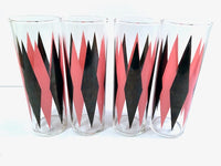 Load image into Gallery viewer, Federal Glass Mid-Century Pink and Black Harlequin Tall Collins Glasses (Set of 4)
