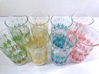 Load image into Gallery viewer, Anchor Hocking Mid-Century Rainbow Diamond Band Glasses With Carrier (Set of 8)
