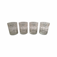 Load image into Gallery viewer, Georges Briard Signed Gold and Frosted Diamonds Double Old Fashion Glasses (Set of 4)
