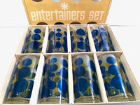 Load image into Gallery viewer, Federal Glass Mid-Century Blue and Yellow Atomic Circle Glasses (Set of 8)
