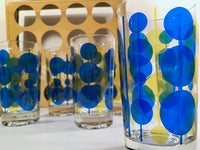 Load image into Gallery viewer, Federal Glass Mid-Century Blue and Yellow Atomic Circle Glasses (Set of 8)
