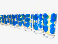 Load image into Gallery viewer, Federal Glass Mid-Century Blue and Yellow Atomic Circle Glasses (Set of 8)
