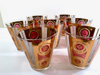 Load image into Gallery viewer, Georges Briard Signed Mid-Century Amethyst and Gold Double Old Fashion Glasses (Set of 7)
