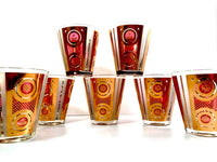 Load image into Gallery viewer, Georges Briard Signed Mid-Century Amethyst and Gold Double Old Fashion Glasses (Set of 7)
