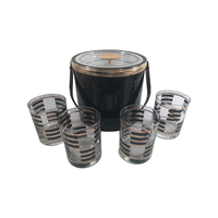 Load image into Gallery viewer, Georges Briard Signed Mid-Century Gold and Black Geometric 5 Piece Bar Set
