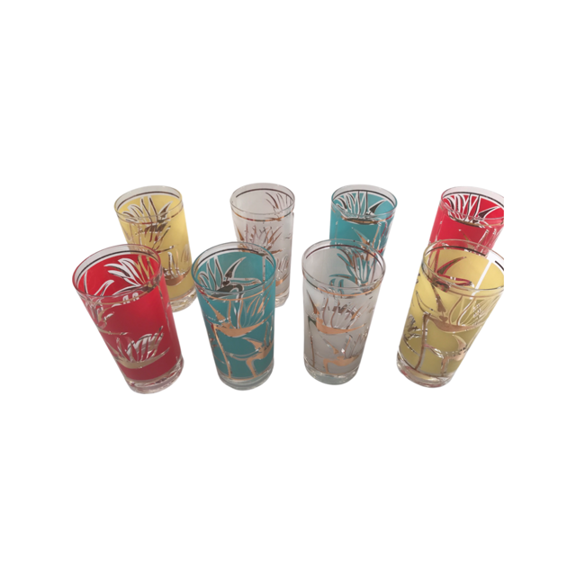 Fred Press Signed Mid-Century Birds of Paradise 9-Piece Set