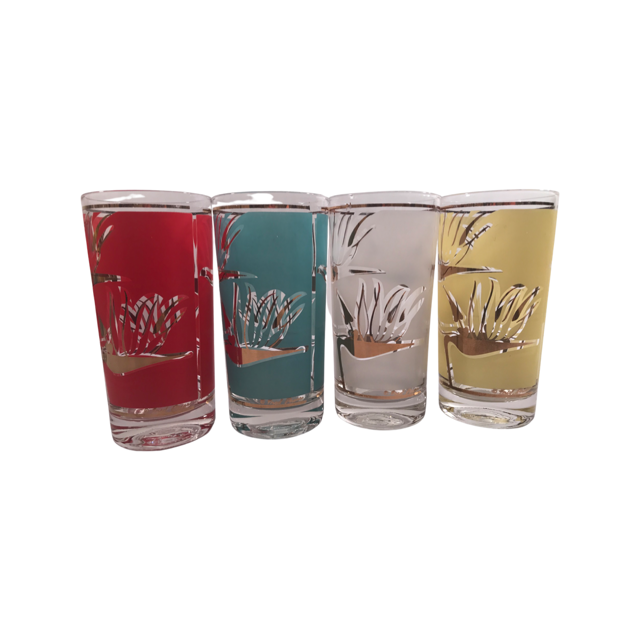 Fred Press Signed Mid-Century Birds of Paradise 9-Piece Set