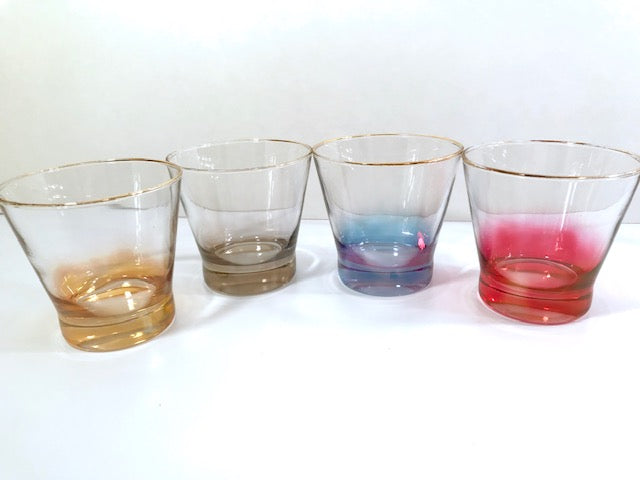 Mid-Century Rainbow Cocktail Glasses (Set of 4)