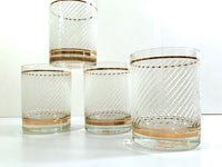 Load image into Gallery viewer, Georges Briard Signed Mid-Century Gold and White Ice Double Old Fashion Glasses (Set of 4)
