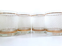 Load image into Gallery viewer, Georges Briard Signed Mid-Century Gold and White Ice Double Old Fashion Glasses (Set of 4)
