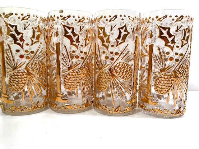 Imperial Glass Mid-Century Golden Christmas Glasses (Set of 4)