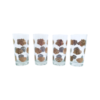 Load image into Gallery viewer, Georges Briard Signed Mid-Century Golden Flower Glasses (Set of 4)

