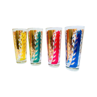 Load image into Gallery viewer, D Campbell Signed Mid-Century Leaf Tall Collins Glasses (Set of 4)
