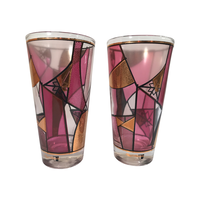 Load image into Gallery viewer, Ned Harris Signed Mid-Century Pink and Purple Abstract Glasses (Set of 2)
