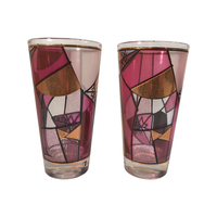 Load image into Gallery viewer, Ned Harris Signed Mid-Century Pink and Purple Abstract Glasses (Set of 2)
