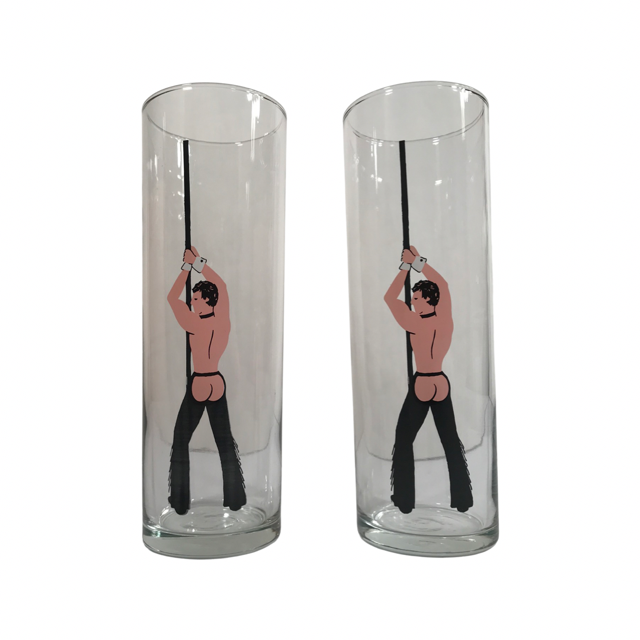 Vintage Rare Libbey Pole Dancer Glass Tumbler Set of Three