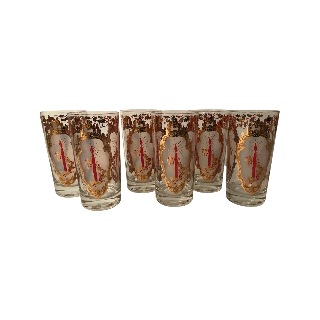 Vintage Holiday Candle Glasses (Set of 6)