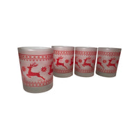 Load image into Gallery viewer, Culver Signed Mid-Century Red Christmas Sweater Double Old Fashion Glasses (Set of 4)
