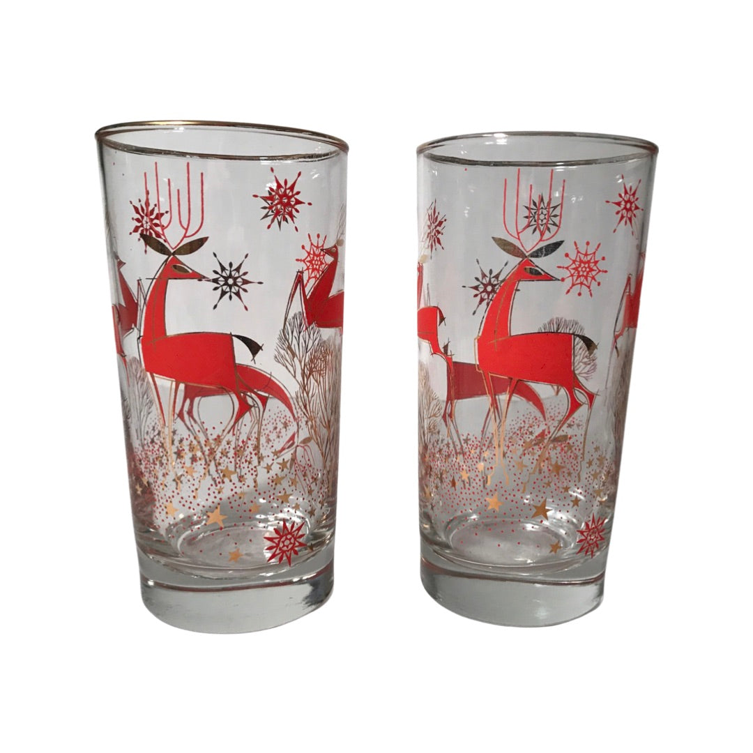 Libbey Mid-Century Atomic Deer Highball Glasses (Set of 2)