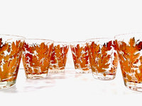 Load image into Gallery viewer, Culver Signed Mid-Century Autumn Leaves Double Old Fashion Glasses (Set of 6)
