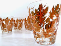 Load image into Gallery viewer, Culver Signed Mid-Century Autumn Leaves Double Old Fashion Glasses (Set of 6)
