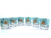 Load image into Gallery viewer, Mid-Century Vintage Starlyte Turquoise and Gold Eclipse Glasses (Set of 6)
