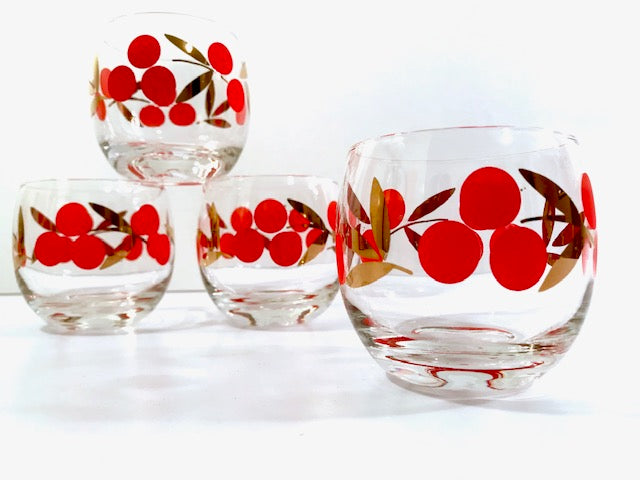 Federal Glass Mid-Century Cherry Roly Poly Glasses (Set of 4)