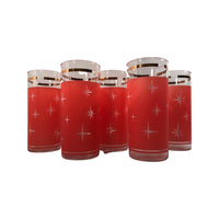 Load image into Gallery viewer, Bartlett Collins Mid-Century Orange Atomic North Star Collins Glasses (Set of 5)
