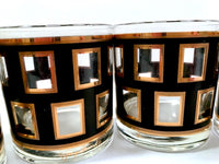 Load image into Gallery viewer, Georges Briard Signed Mid-Century Gold and Black Square glasses (Set of 4)
