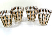 Load image into Gallery viewer, Mid-Century Gold and Black Harlequin Double Old Fashion Glasses (Set of 4)
