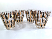 Load image into Gallery viewer, Mid-Century Gold and Black Harlequin Double Old Fashion Glasses (Set of 4)
