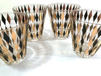 Load image into Gallery viewer, Mid-Century Gold and Black Harlequin Double Old Fashion Glasses (Set of 4)
