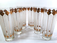 Load image into Gallery viewer, Mid-Century 22-Karat Gold and White Atomic Stars Tall Collins Glasses (Set of 6)
