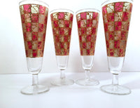Load image into Gallery viewer, Mid-Century Stained Glass Tall Pilsner Glasses (Set of 4)
