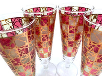 Load image into Gallery viewer, Mid-Century Stained Glass Tall Pilsner Glasses (Set of 4)
